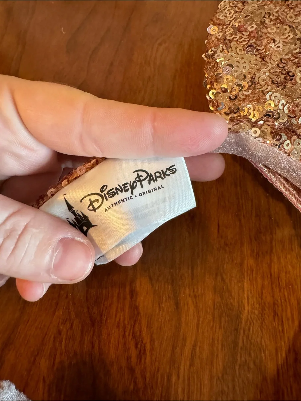 Disney Parks Rose Gold Sequin Minnie Mouse Ears - Picture 3 of 3